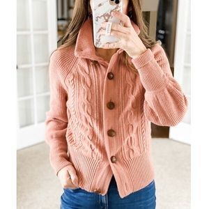 J Crew Balloon Sleeve Cable Knit 